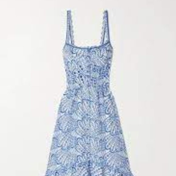 NWT Charo Ruiz Ibiza "IRENE" M Embroidered Crochet Lace Dress Cotton White Blue - Picture 11 of 11